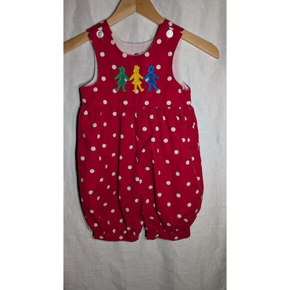 Vtg Kelly's Kids Girls Red Polka Dot Jumpsuit Sz 3T One Piece Retro 90s Colorful - Picture 4 of 5